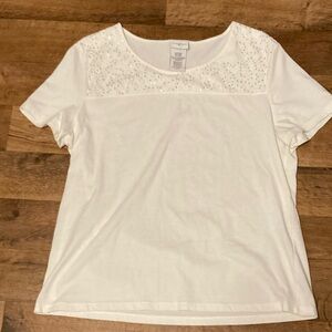 Jaclyn Smith White Lace and Sequin Embellished Top